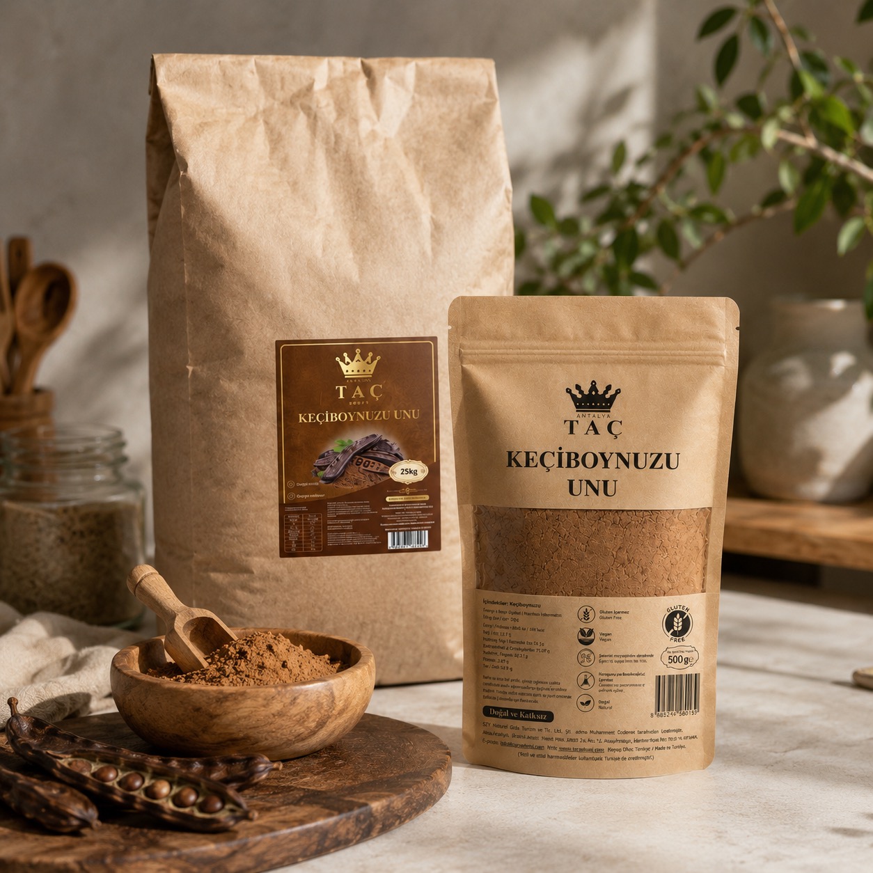 TAÇ Keçiboynuzu Unu 25 kg ve 500 gr ambalaj